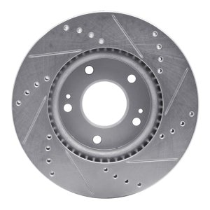 Hyundai Ioniq Brake Rotor (1) - Front Left - R1 Concepts - Drilled & Slotted - Silver - `17-`22